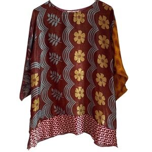 Y2K Sterling Styles Artsilk Tunic Top Made in India One Sz Boho Festival Paisley